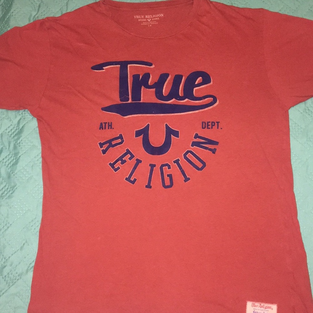 True religion burnt orange Tee shirt